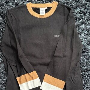 Boss Black Sweater with Brown and White Trim